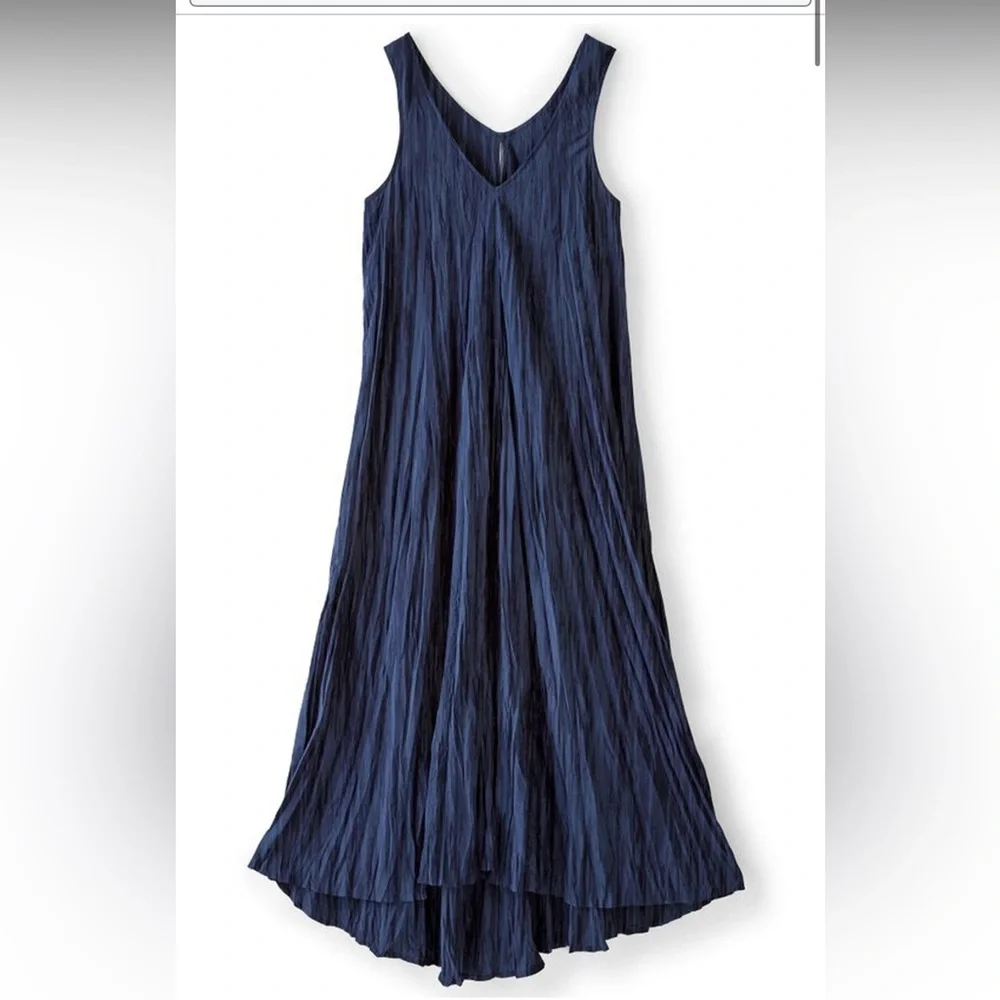 Soft Surroundings Mizu Dress Blues Flowy Maxi Dress Size XL Back Slit NWT - Picture 6 of 13